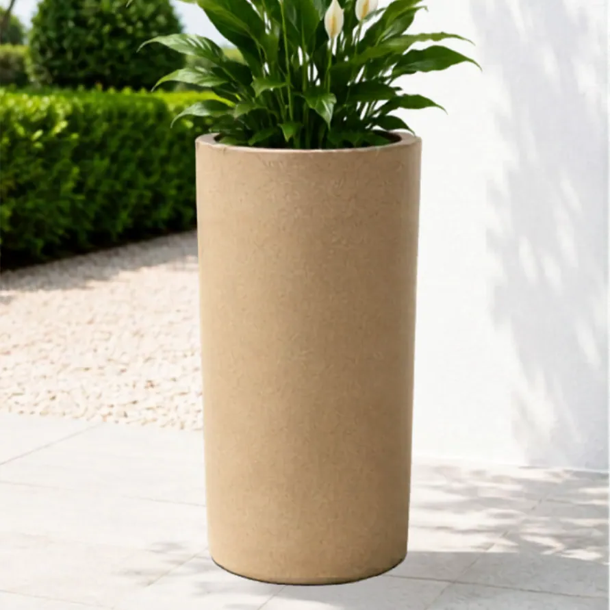 Maceta cilíndrica de 80 cm con una planta